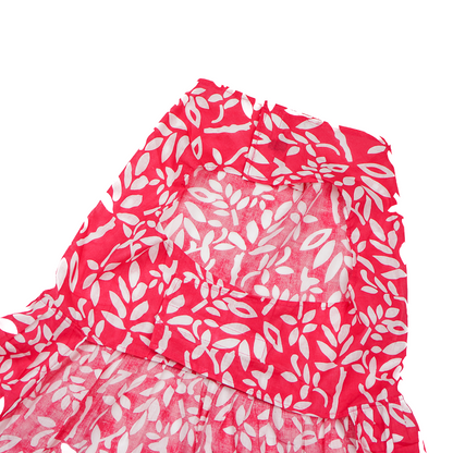 Skatrs Cotton Dress for Dogs and Cats (Hot Pink and White)