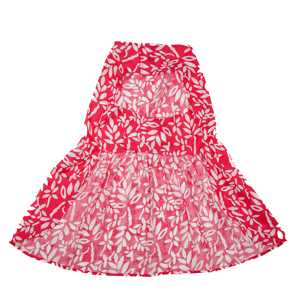 Skatrs Cotton Dress for Dogs and Cats (Hot Pink and White)