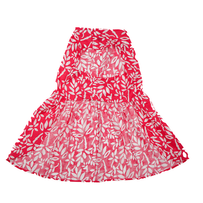 Skatrs Cotton Dress for Dogs and Cats (Hot Pink and White)