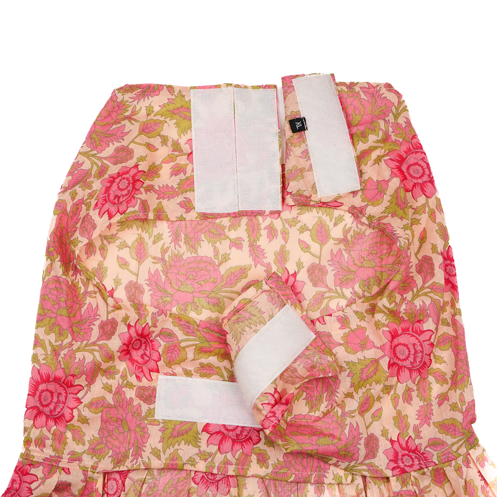 Skatrs Cotton Dress for Dogs and Cats (Off White and Pink Lotus)