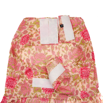 Skatrs Cotton Dress for Dogs and Cats (Off White and Pink Lotus)