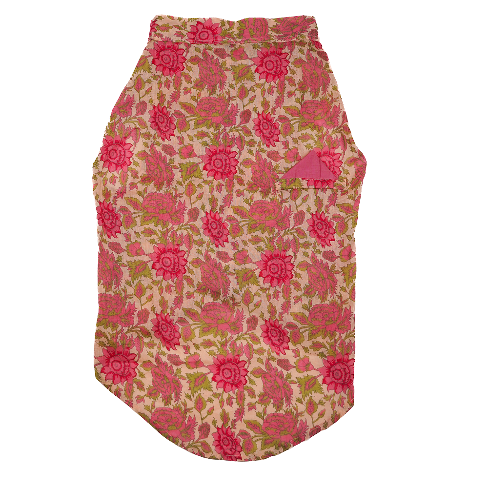 Skatrs Cotton Shirt for Dogs and Cats (Off White and Pink Lotus)