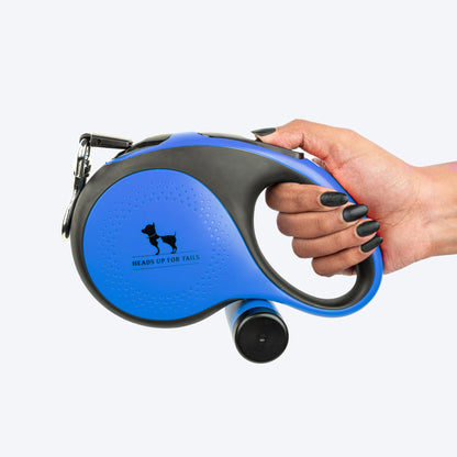 HUFT Retractable Leash With Poop Bag Dispenser for Dogs (Blue)