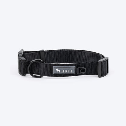 HUFT Classic D Ring Collar for Dogs (Coal Black)