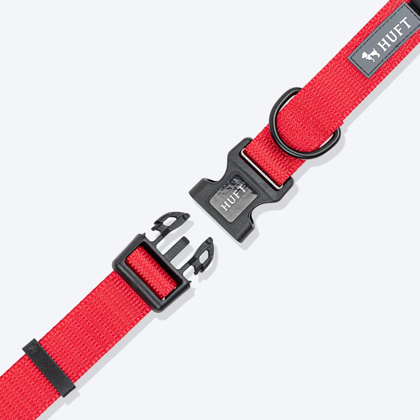 HUFT Classic D Ring Collar for Dogs (Cherry Red)