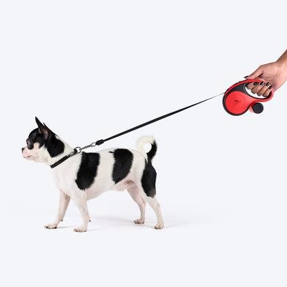 HUFT Retractable Leash With Poop Bag Dispenser for Dogs (Red)