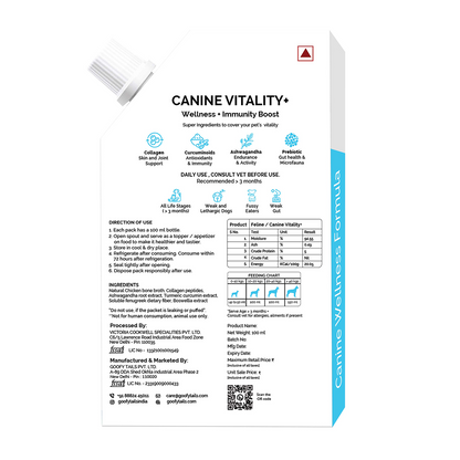 Goofy Tails Chicken Flavoured Canine Vitality + Wellness & Immunity Booster Supplement for Dogs