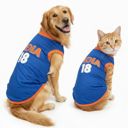 Pawsindia Round Neck Indian Cricket Jersey for Cats