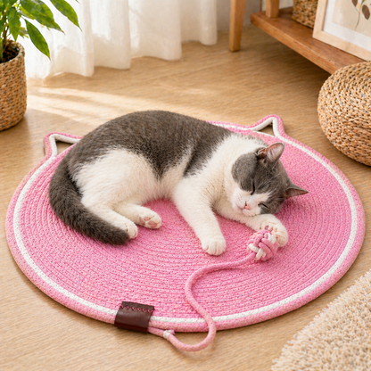 Talking Dog Club Rope Scratching Mat for Cats (Pink)