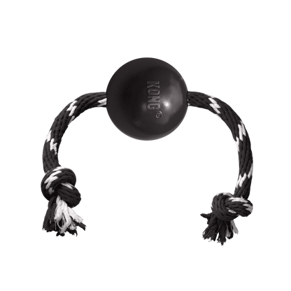 Kong Extreme Ball with Rope Toy for Dogs (Black)