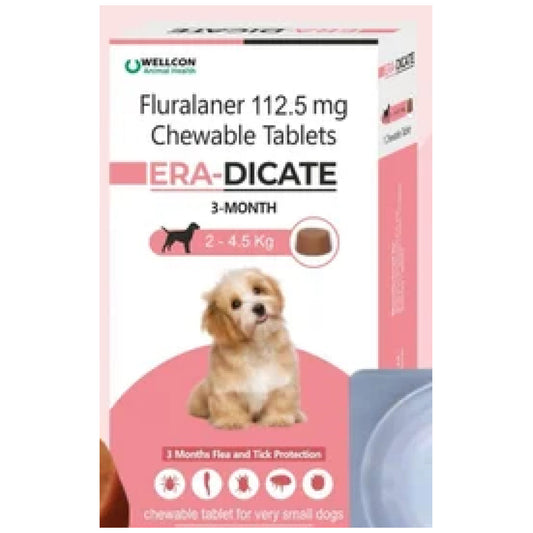 Wellcon Eradicate (Fluralaner) 112.5mg Tablet for Very Small Dogs