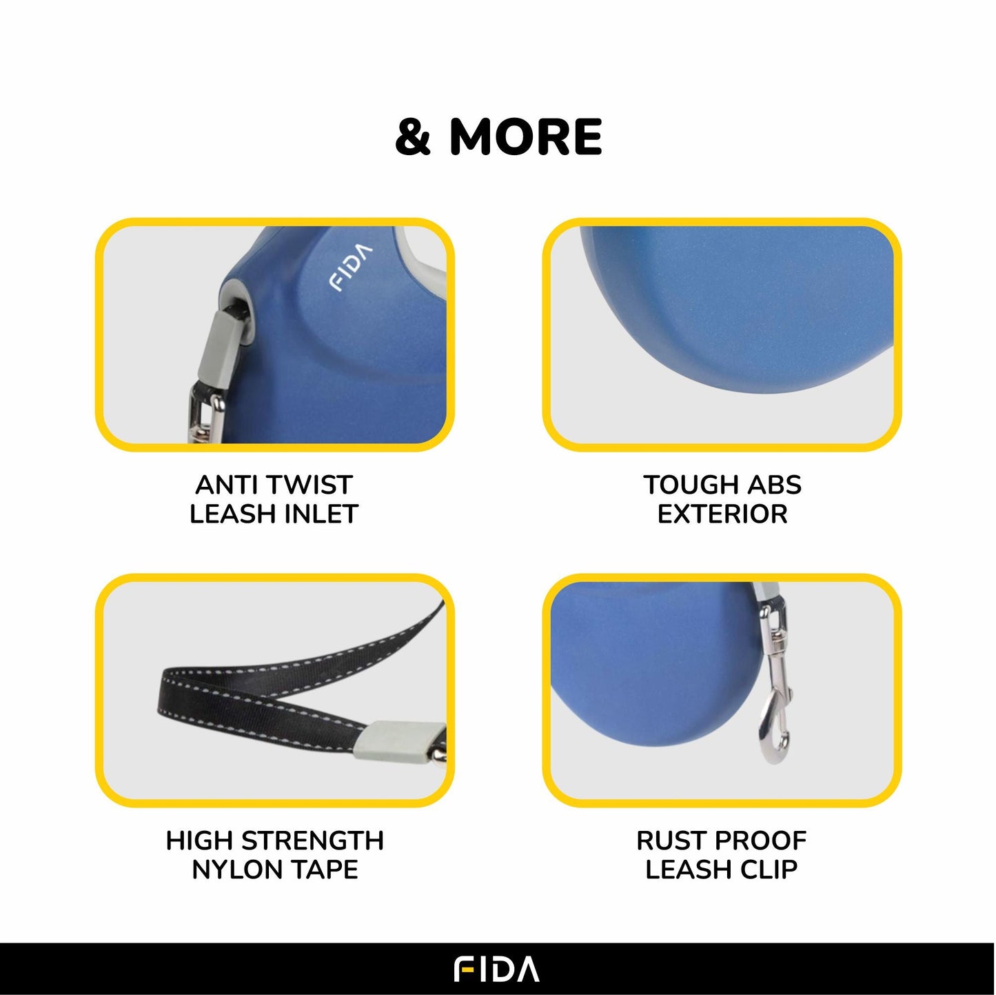 Fida Extra Retractable Leash for Dogs (Blue)