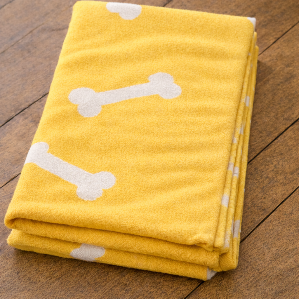 Talking Dog Club Bone Print Viscose Blanket for Dogs (Yellow and Grey Bone)