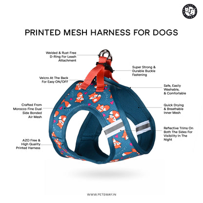 Pets Way Fruity Air Mesh Printed Harness for Puppies and Small Dogs