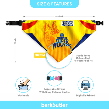 Barkbutler Chennai Super Woofers Bandana for Dogs | Indian Pet League