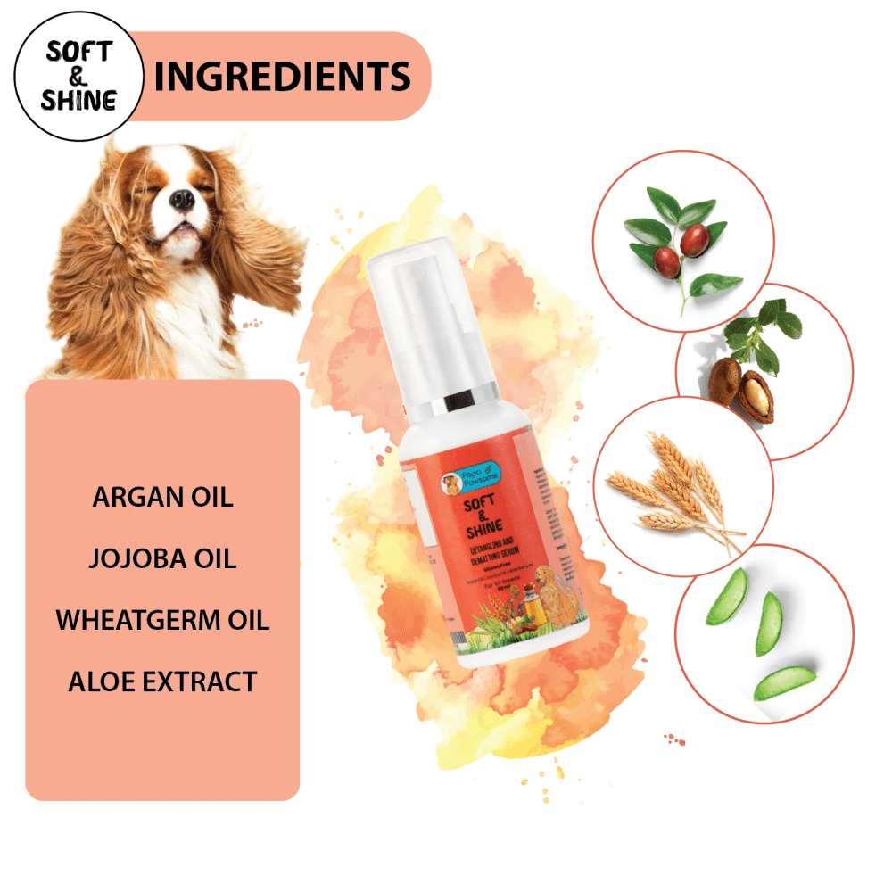 Papa Pawsome Soft & Shine Detangling Fur Serum for Dogs (Limited Shelf Life)