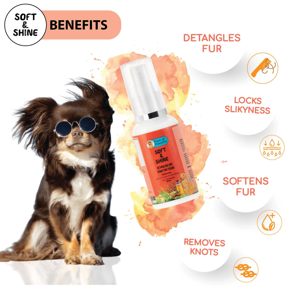 Papa Pawsome Soft & Shine Detangling Fur Serum for Dogs (Limited Shelf Life)