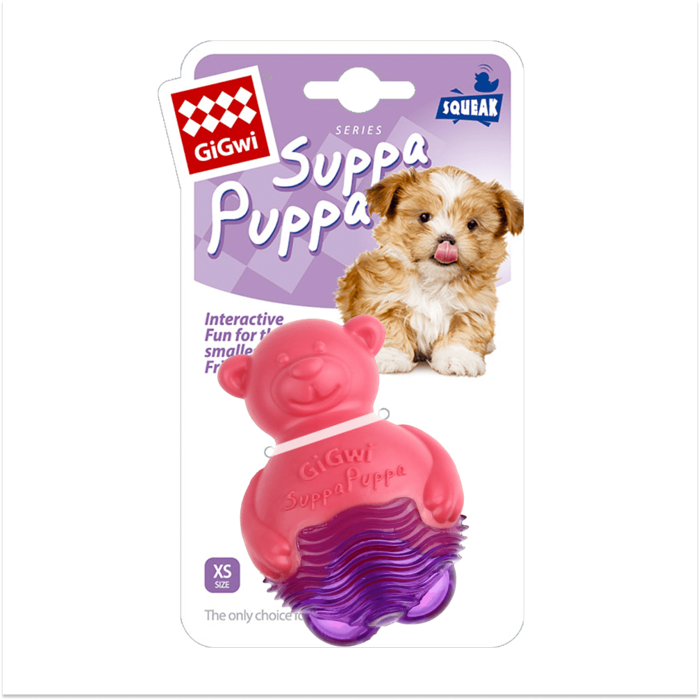 GiGwi Suppa Puppa Bear Toy for Dogs (Pink & Purple)