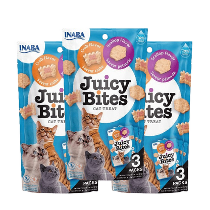 INABA Chicken Broth Chicken & Tuna and  Chicken & Salmon and Juicy Bites Scallop & Crab Flavoured Combo Cat Treats