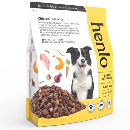 Henlo Baked Chicken & Vegetable Dry Food for Adult Dogs and Post Card Combo