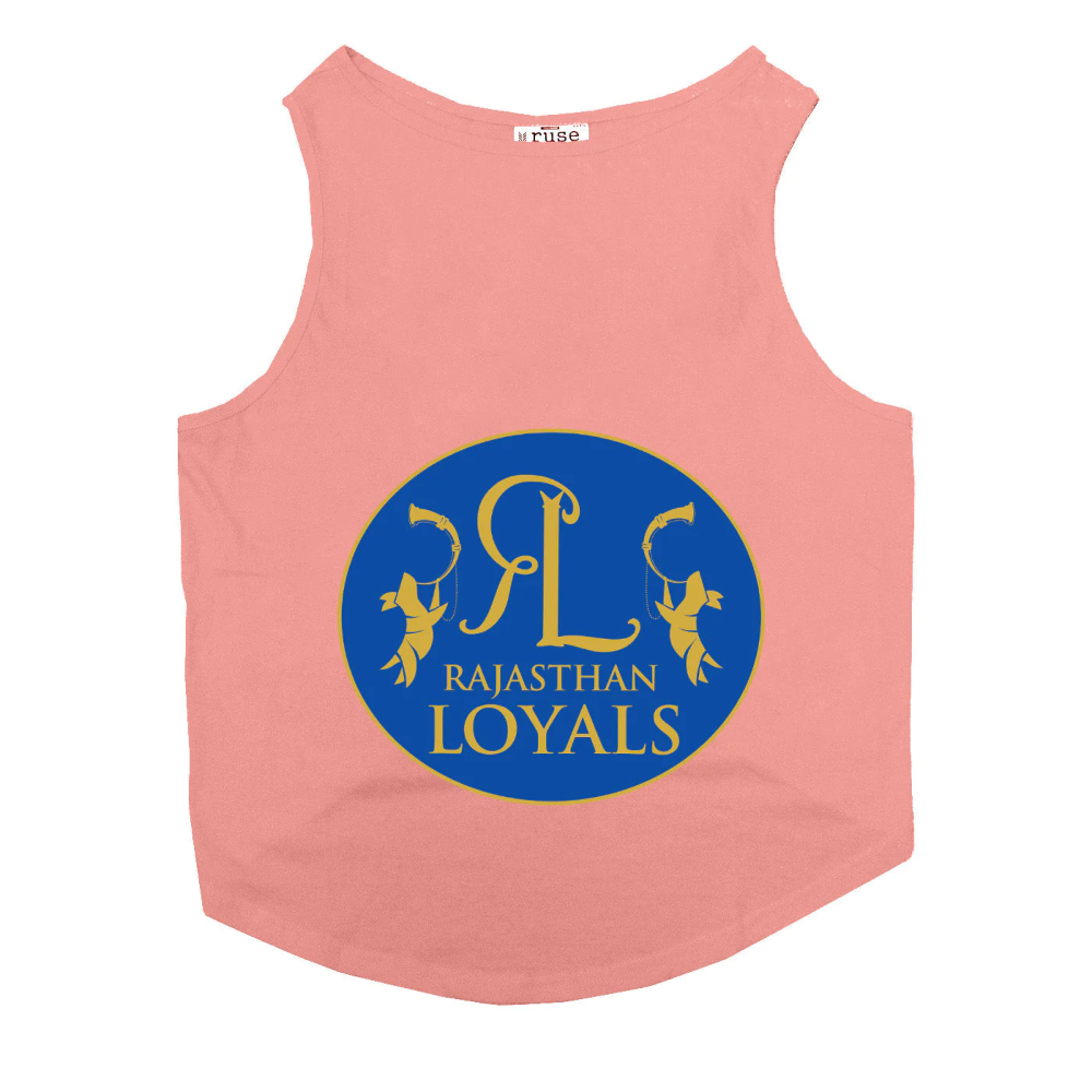 Ruse IPL "Rajasthan Loyals" Printed Tank Jersey for Cats (Salmon) | Indian Pet League