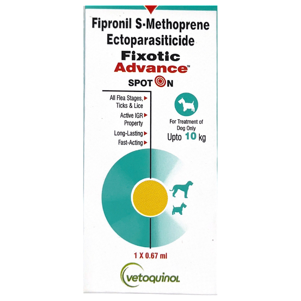 Vetoquinol Fixotic Advance (Fipronil) Tick & Flea Control Spot On for Dogs Upto 10kg