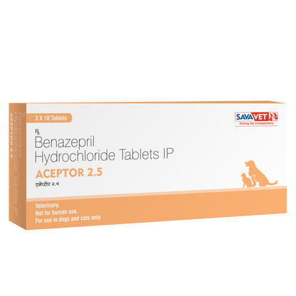 Savavet Aceptor (Benazepril Hydrochloride) 2.5mg Tablet for Dogs & Cats (10 tablets)