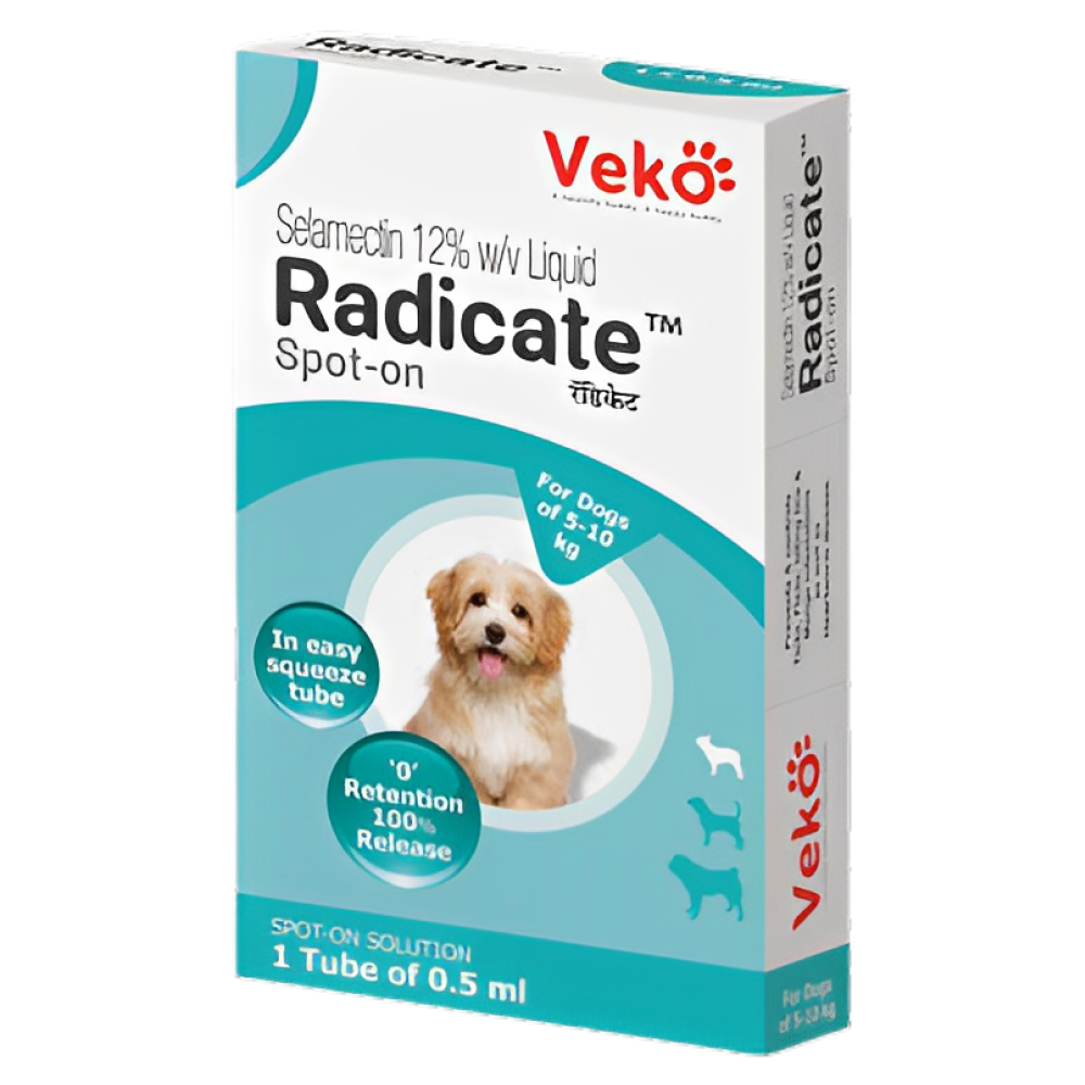 Veko Radicate (Selamectin) Tick and Flea Control Spot On for 5 to 10kg Dogs