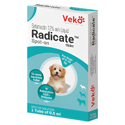 Veko Radicate (Selamectin) Tick and Flea Control Spot On for 5 to 10kg Dogs