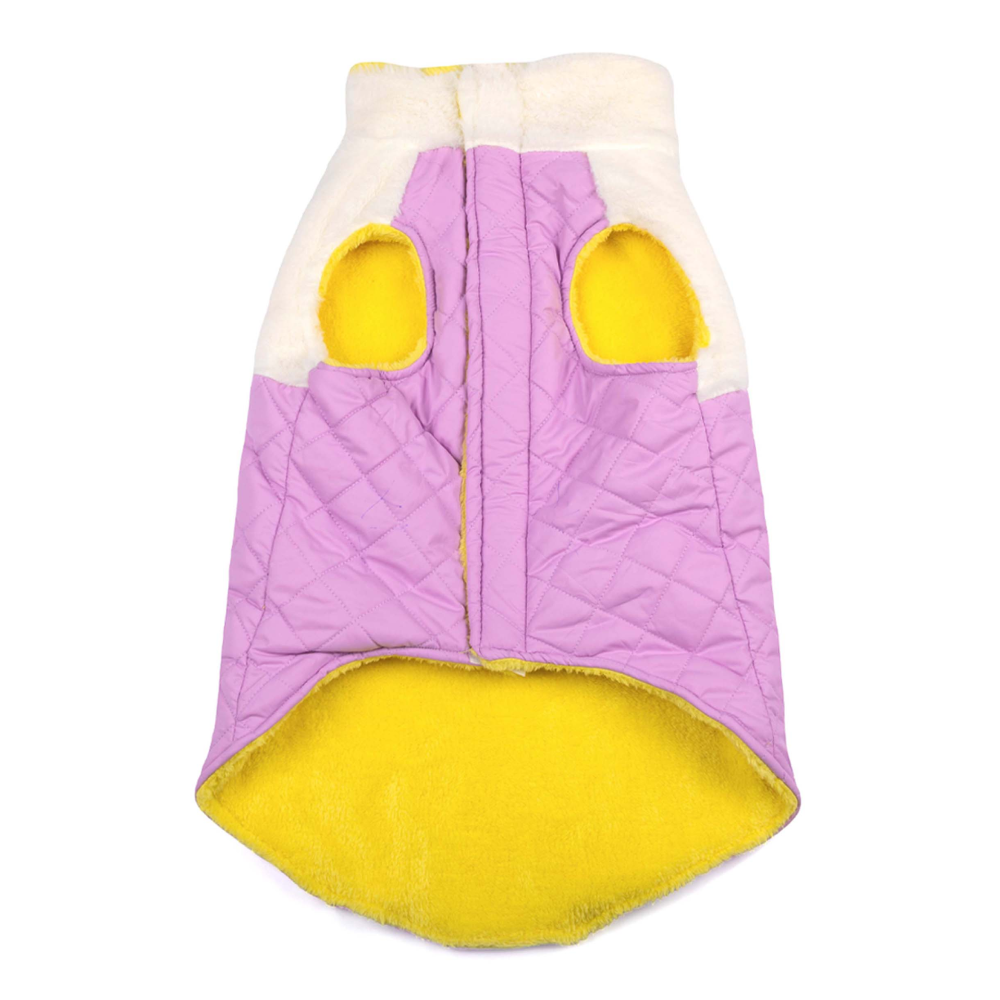 Pets Way Reversible Cozy Quilt Fur Winter Jacket for Dogs (Lavender)