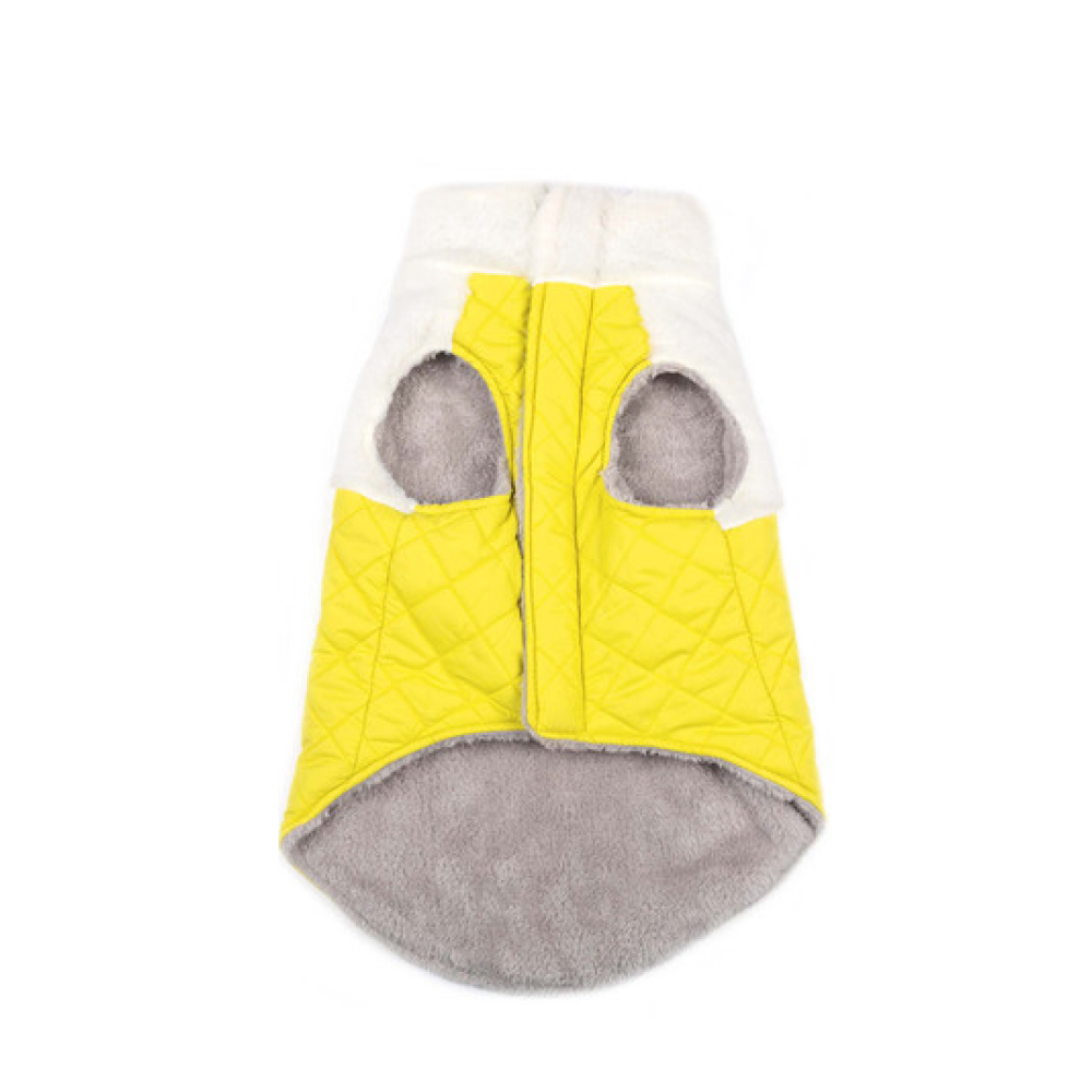 Pets Way Reversible Cozy Quilt Fur Winter Jacket for Dogs (Yellow)