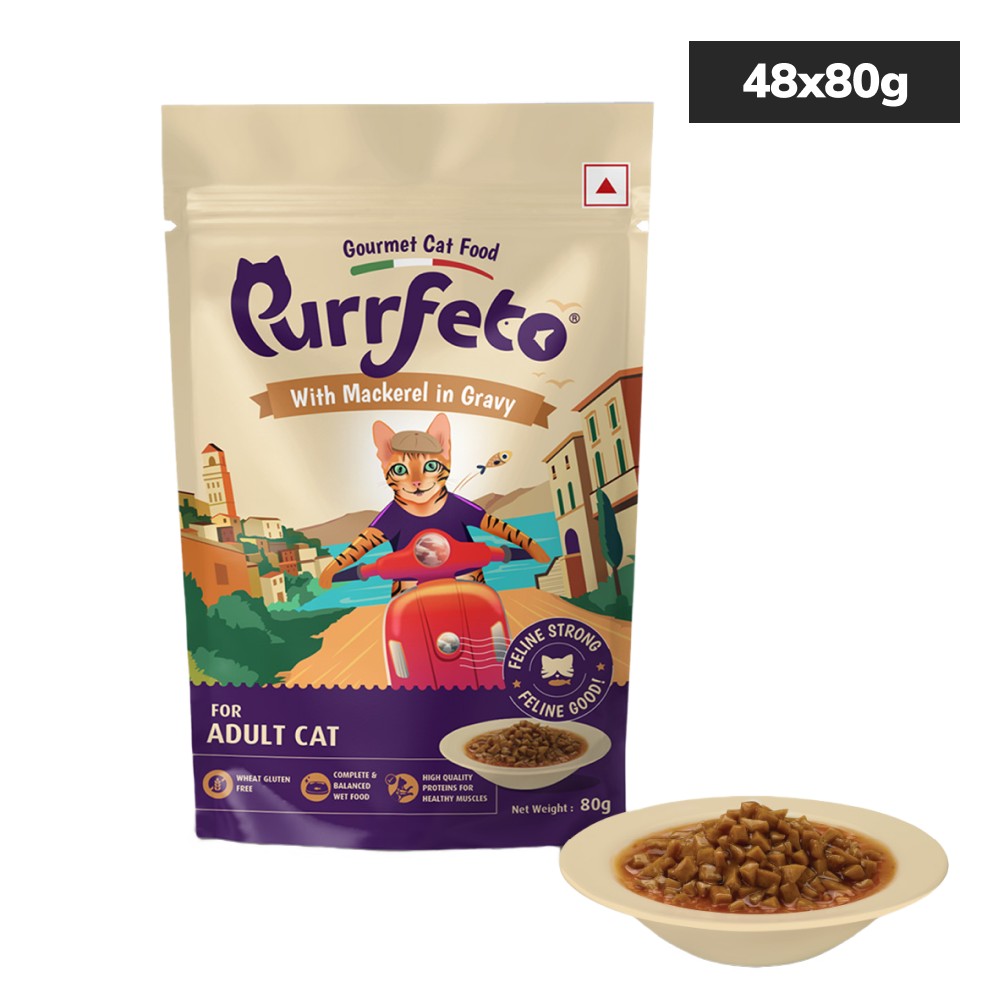 Purrfeto Mackerel in Gravy and Ocean Fish in Gravy and Tuna Recipe in Jelly Combo Adult Cat Wet Food