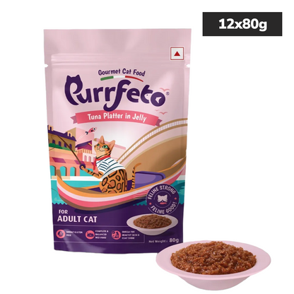 Purrfeto Chicken & Salmon and Chicken & Rice and Tuna Recipe in Jelly and Ocean Fish in Gravy Combo Adult Cat Wet Food