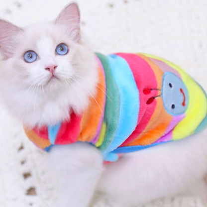 KUTKUT Rainbow Print Fashion Soft Flannel Fleece Shirt for Small Dogs & Cats