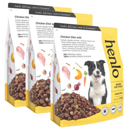 Henlo Baked Chicken & Vegetable Dry Food for Adult Dogs and Post Card Combo