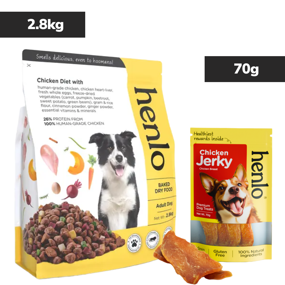 Henlo Baked Chicken & Vegetable Dry Food for Adult Dogs and Post Card Combo
