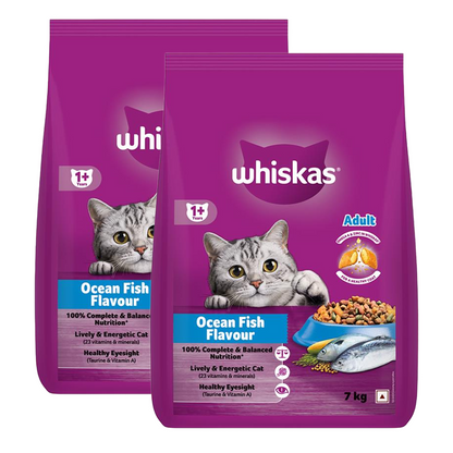 Whiskas Adult Cat Food Combo |Ocean Fish Dry & Salmon in Gravy Wet