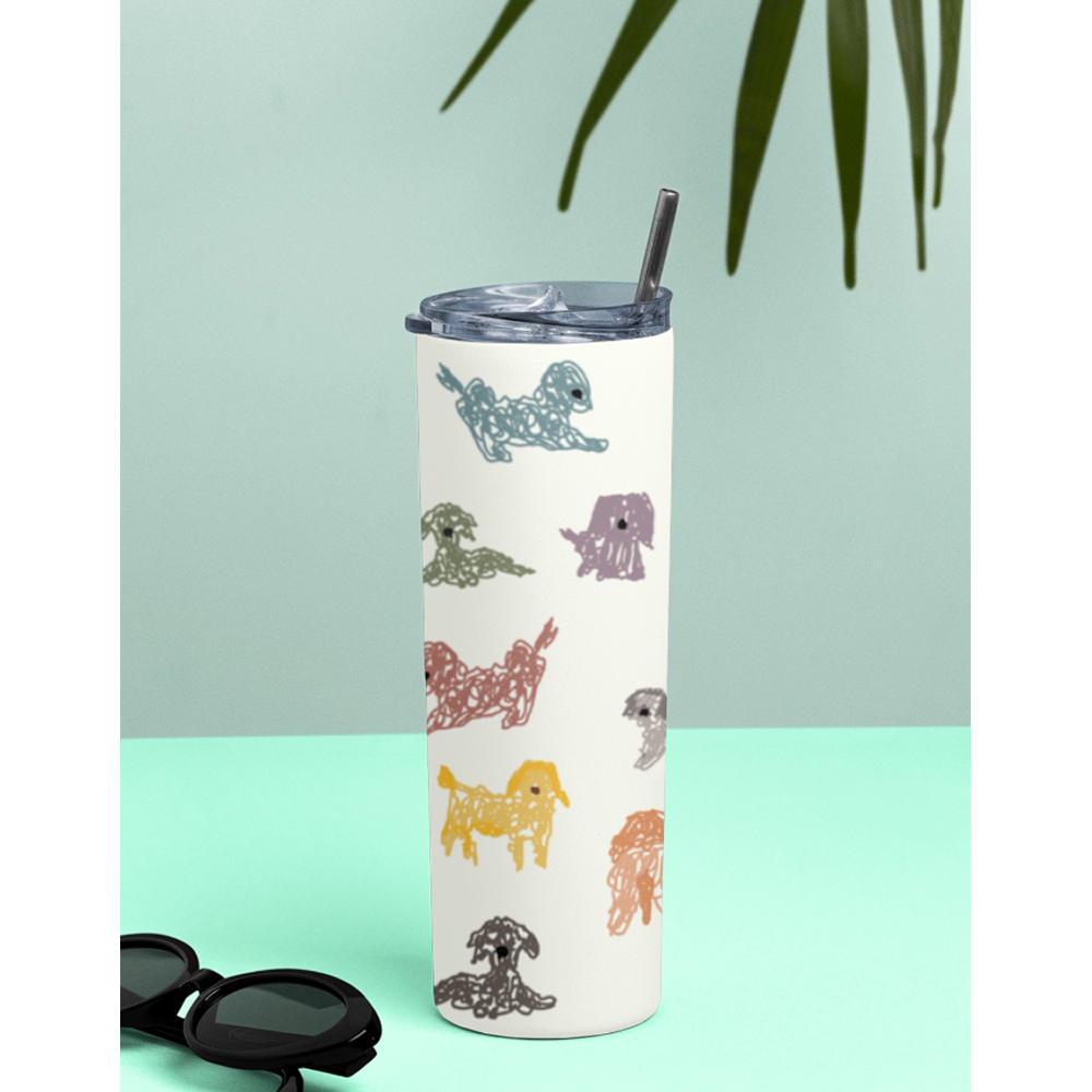 Hoomans Scribble Pups Tumbler Bottle