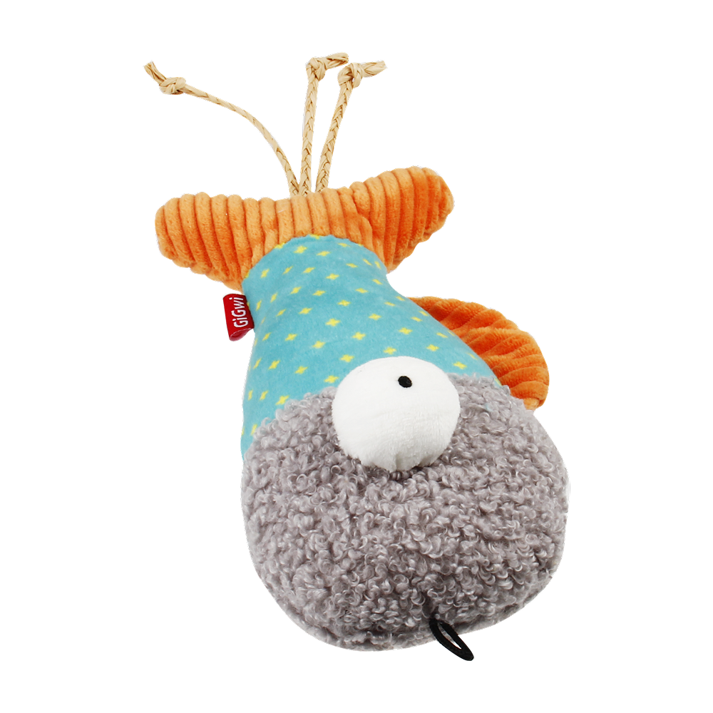 GiGwi Pillow Kicker Fish Toy for Cats (Blue/Grey)