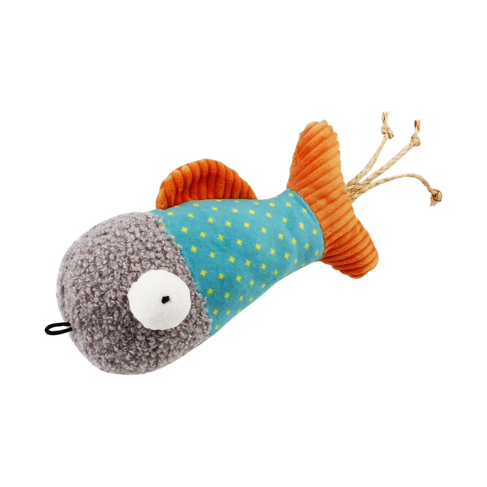 GiGwi Pillow Kicker Fish Toy for Cats (Blue/Grey)