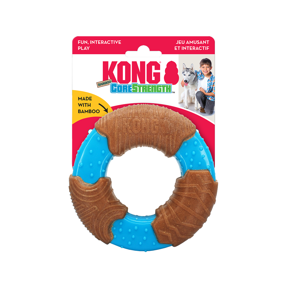 Kong CoreStrength Bamboo Ring Toy for Dogs (Brown & Blue)