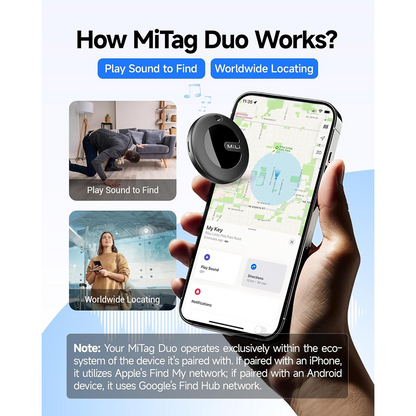 Mitag Duo Anti Loss Device for Dogs and Cats (Black) | IOS & Android
