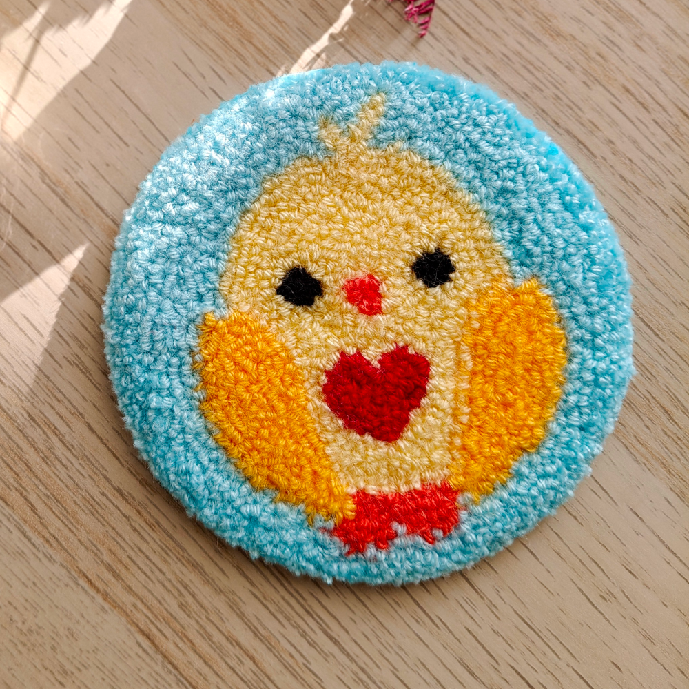 Furry Tales Waffles Chick Handtufted Coaster