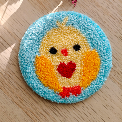 Furry Tales Waffles Chick Handtufted Coaster