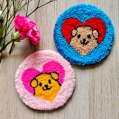 Furry Tales Custard Dog Handtufted Coaster