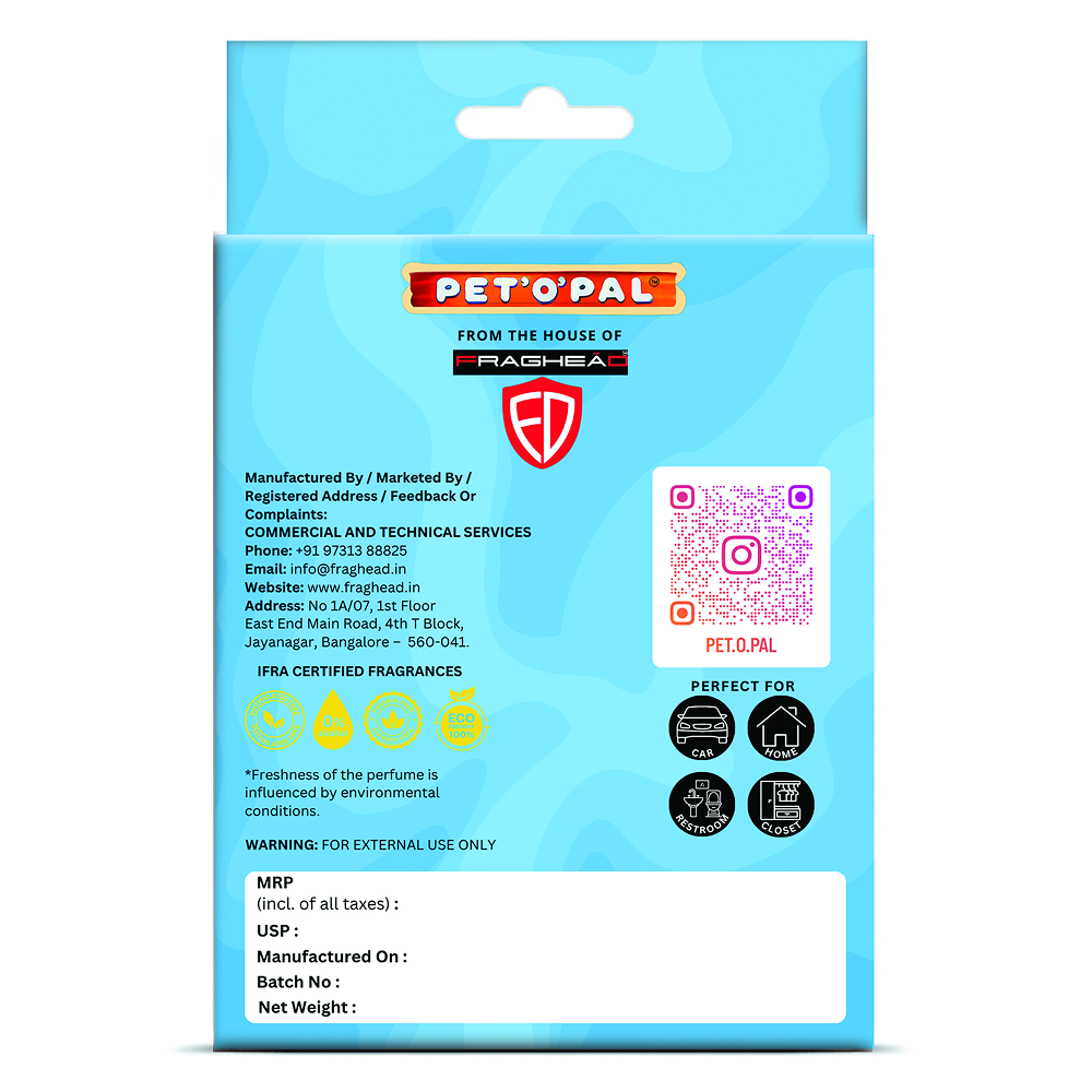 PET’O’PAL Cool Belly Pet Safe Hanging Air Freshener for Car, Home & Pet Spaces