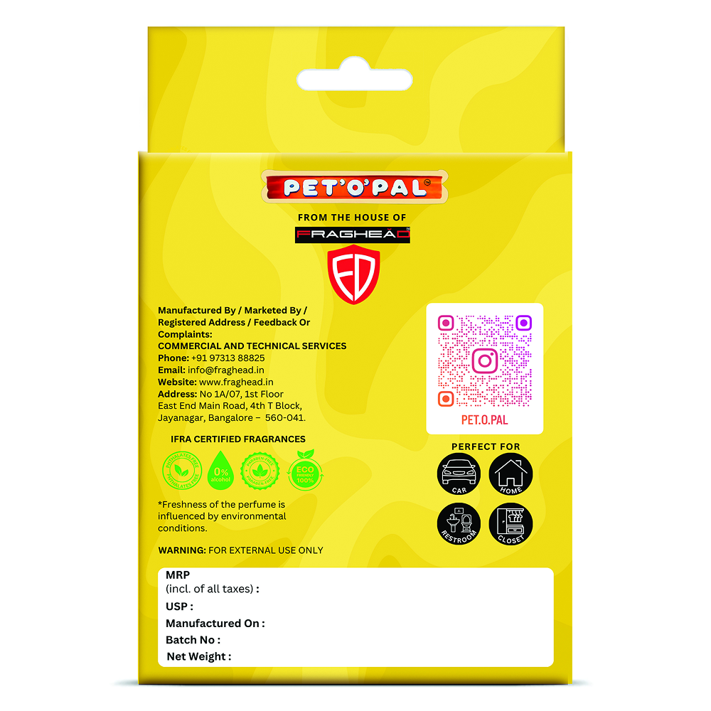 PET’O’PAL Vanilla Paws Pet Safe Hanging Air Freshener for Car, Home & Pet Spaces