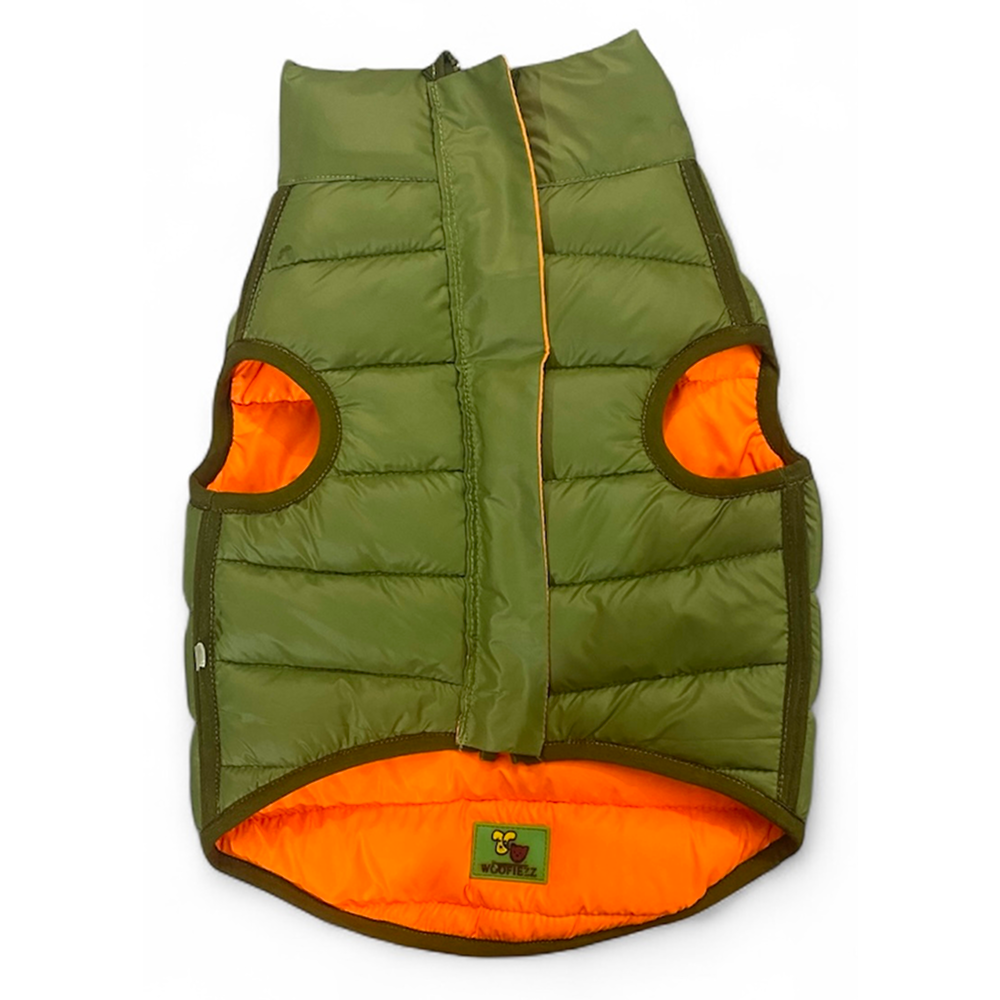 Woofiezz Warm & Comfortable Winter Jackets for Dogs and Cats (Orange/Olive Green)