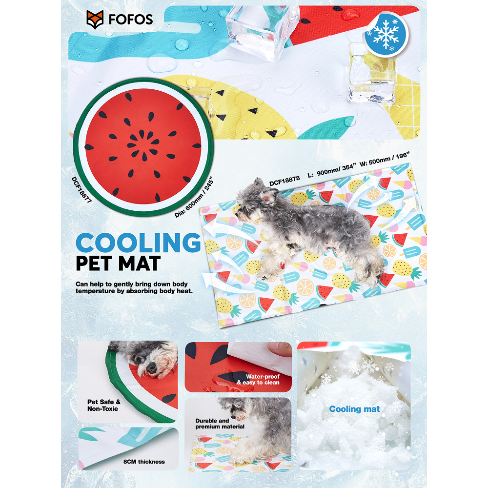 Fofos Watermelon Cooling Mat for Dogs & Cats (Green/Red)
