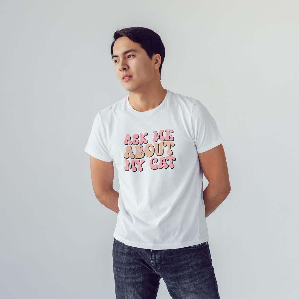 Seek Buy Love All About Cats Unisex Regular Tee (White)
